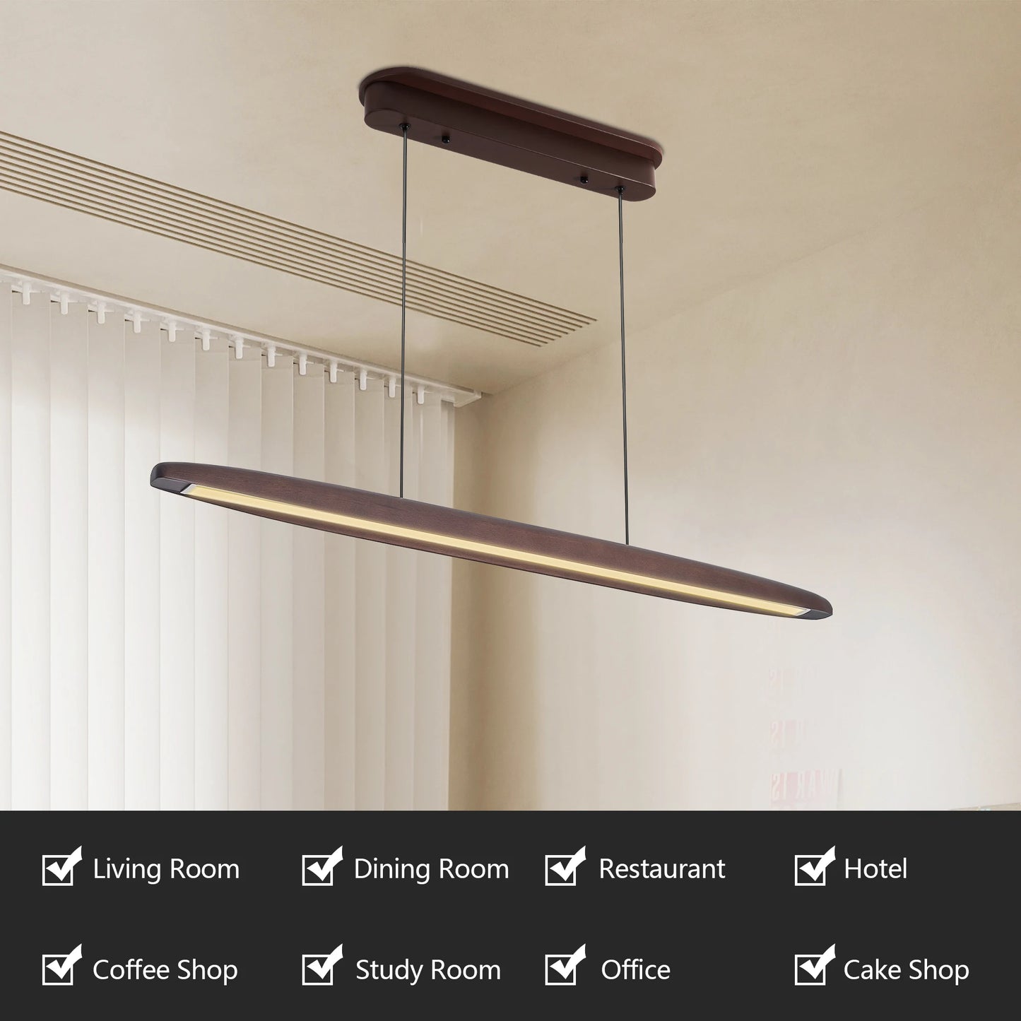 ARLGSITE Wooden Dimmable LED Pendant Light With Remote