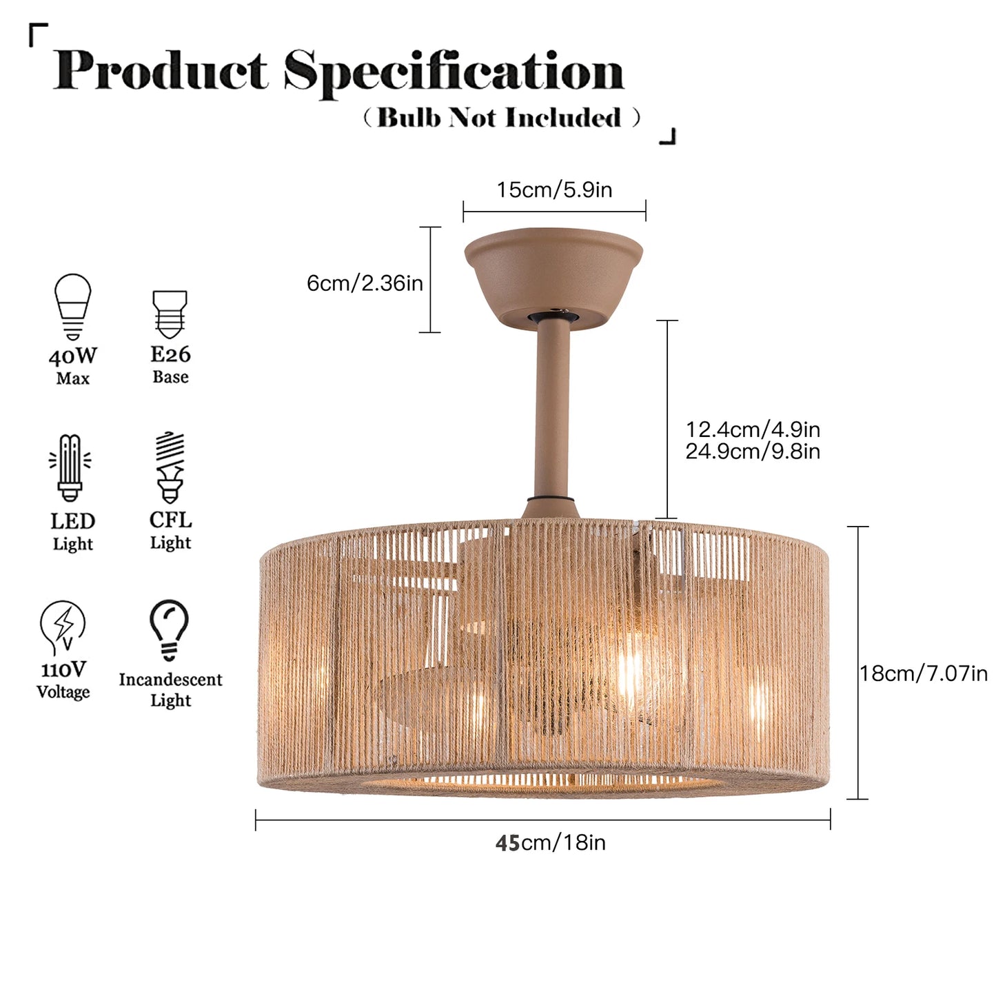 Hign-concerned Caged Invisible Ceiling Fan And Light Remote