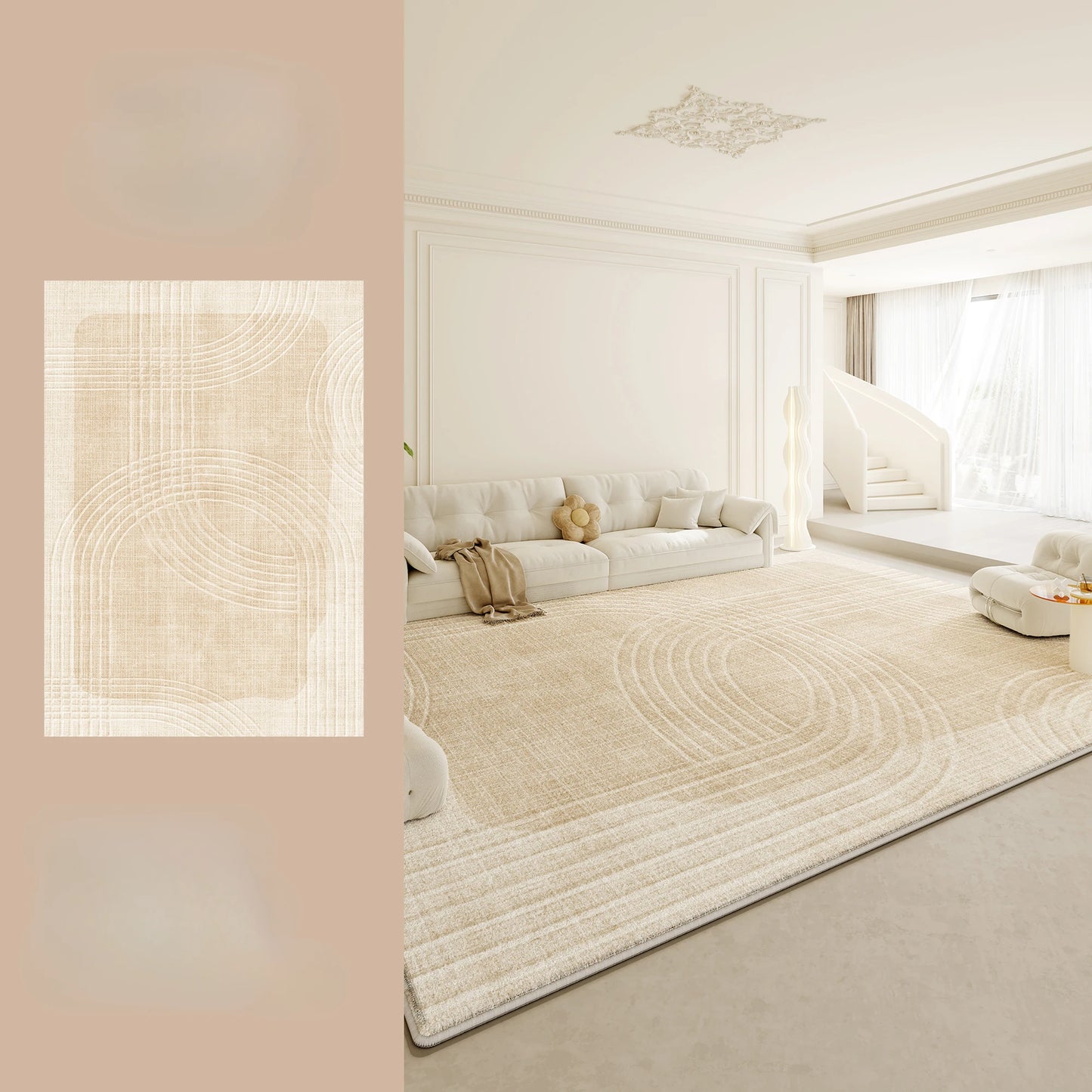 NONED Plush Wilton Area Rug For Living Room Soft Comfort