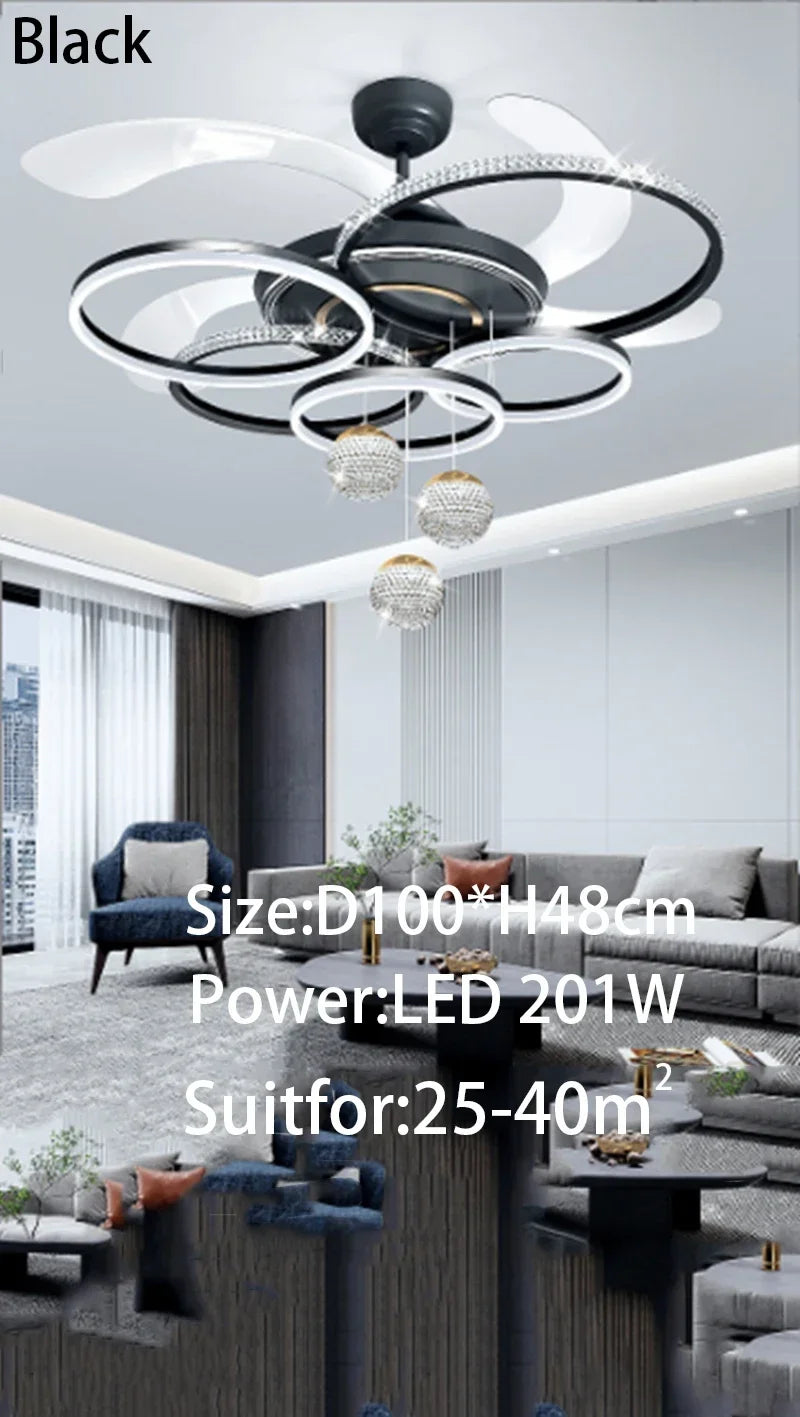 Modern Ceiling Fan Light With Adjustable LED Living Room