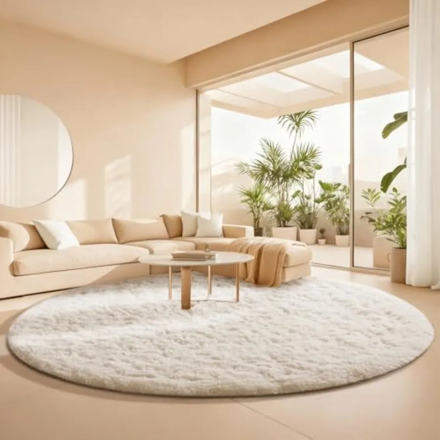 High-Con Concerned Round Rugs Soft Shaggy Fleece Living Room Carpet