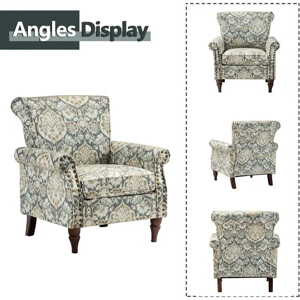 MKDK Modern Wingback Accent Chair Upholstered Armchair With Nailhead Trim