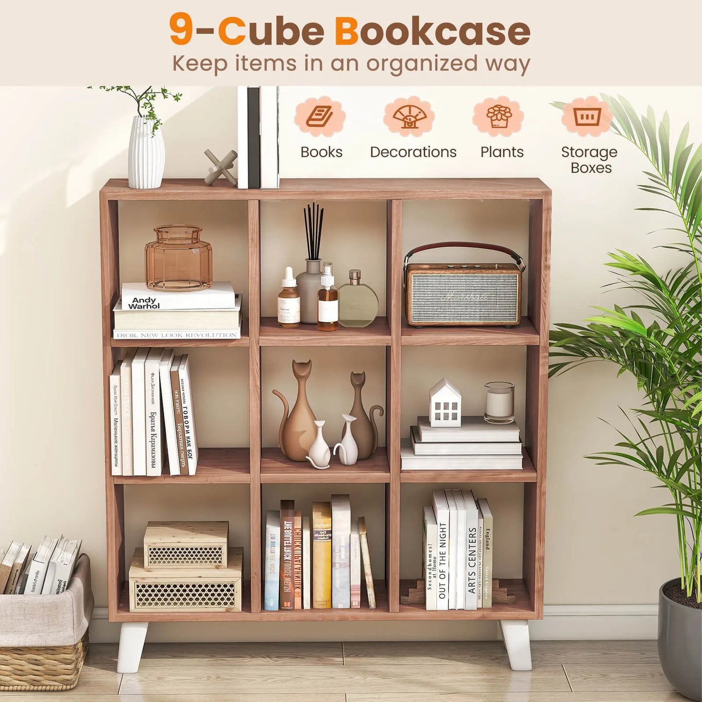 Modular Bookcase With Removable Shelves And Raised Feet