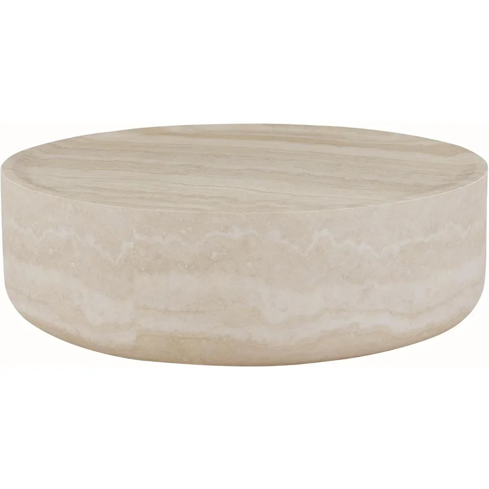 HUANZHUANG Faux Mars Pattern Round Coffee Table Living Room