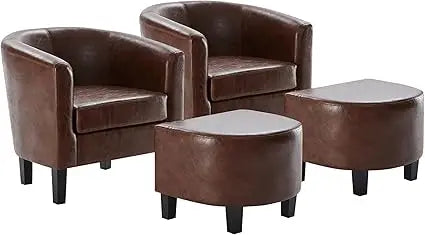 RBXC Accent Chair With Ottoman Set Modern Upholstered Barrel Chairs