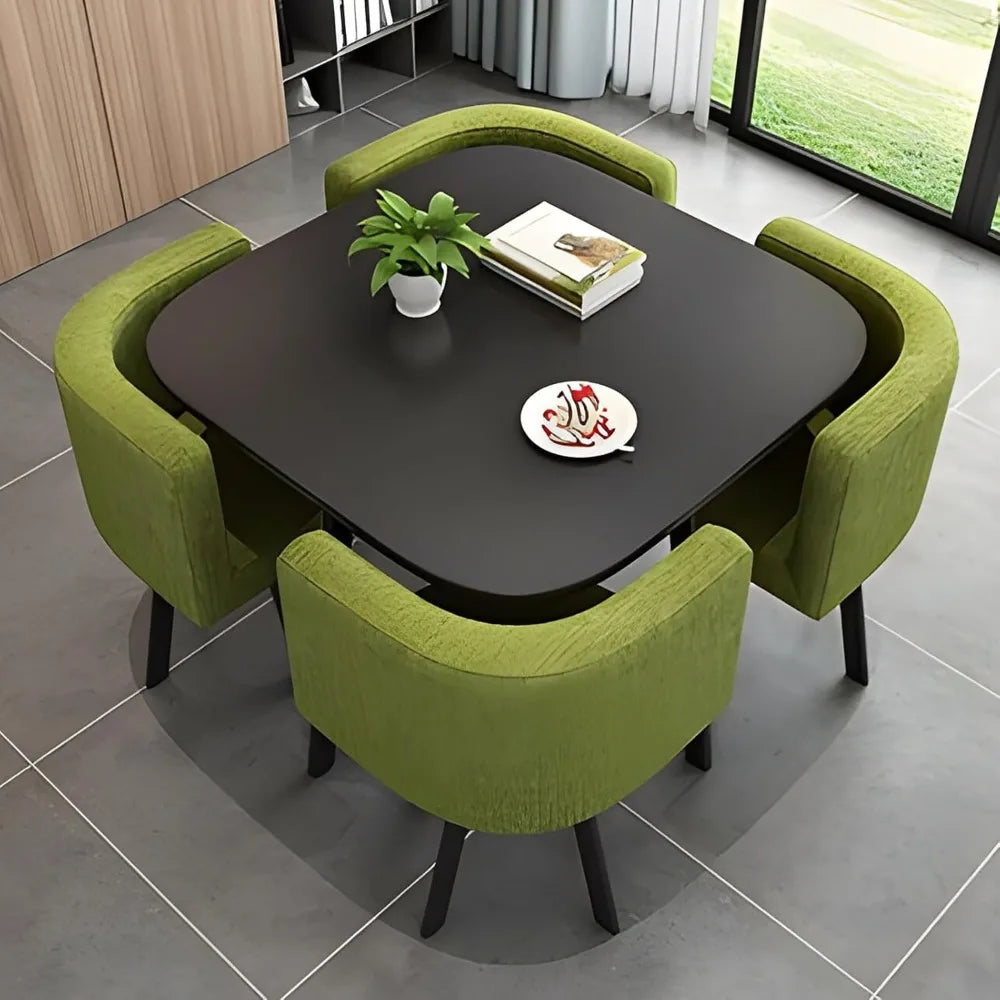 Guangbai Round Dining Table Set With 4 Chairs For Office
