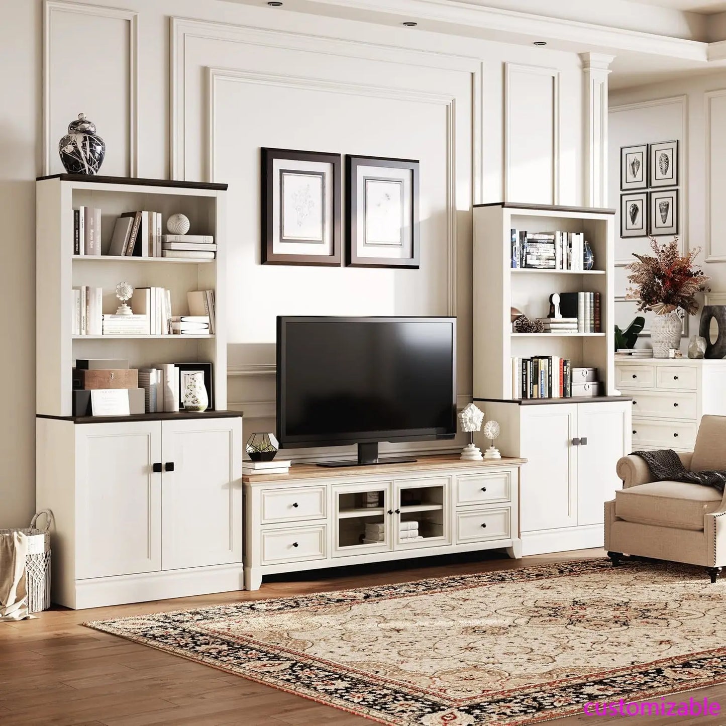 XMSJ Five Tier Bookshelf With Adjustable Shelves Cabinet