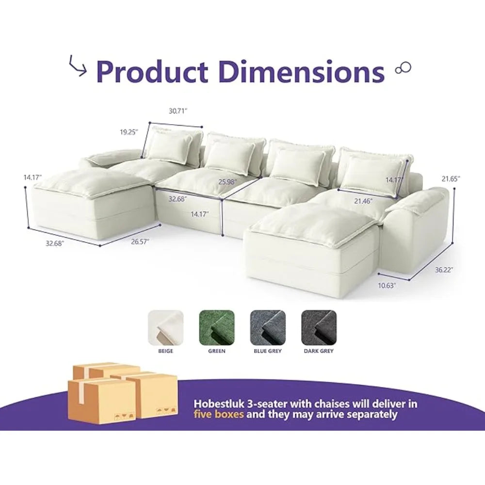 HUANZHUANG Cloud Modular Sectional Sofa With Ottomans