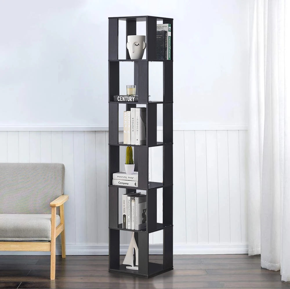 BonChoice Rotatable 6 Tier Slim Corner Bookcase Shelf