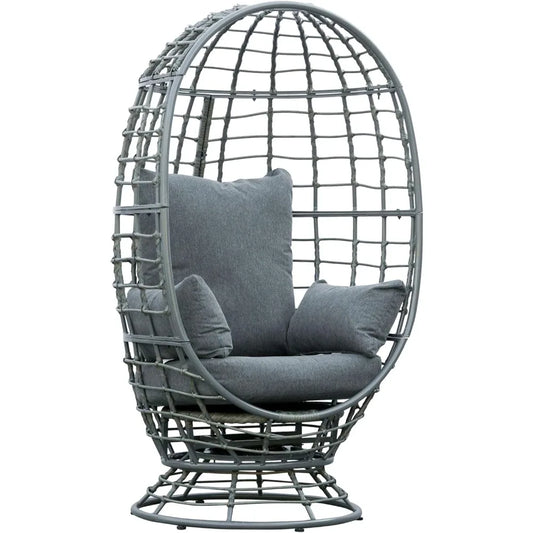 DAFIFY Rotating Wicker Egg Chair Indoor Outdoor Boho Basket Seat