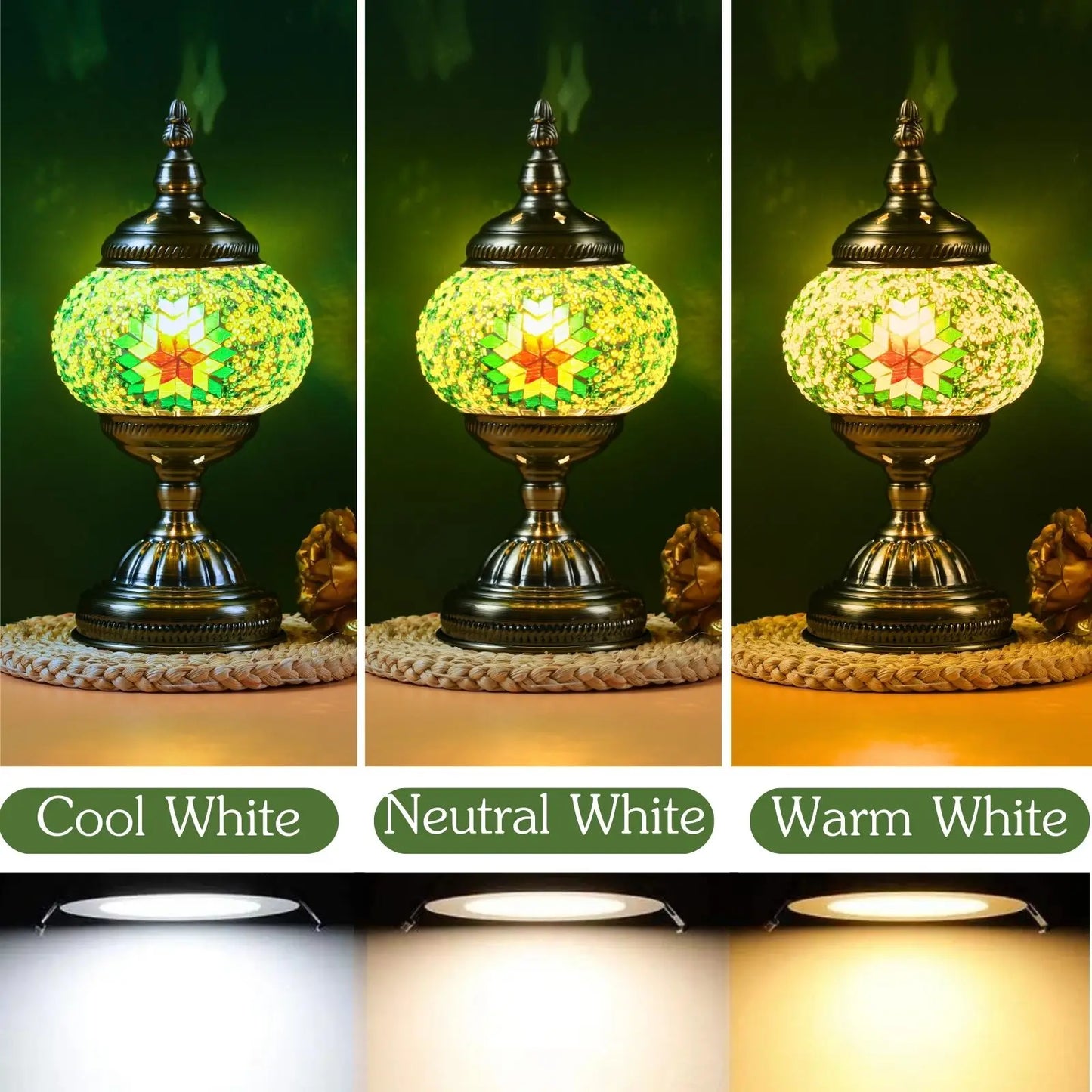 Turkish Moroccan Mosaic Table Lamp Handcrafted Glass Light