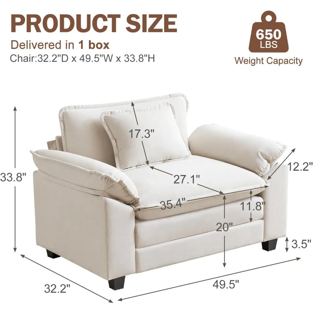 YANYING Oversized Velvet Accent Chair With Upholstered Armrests