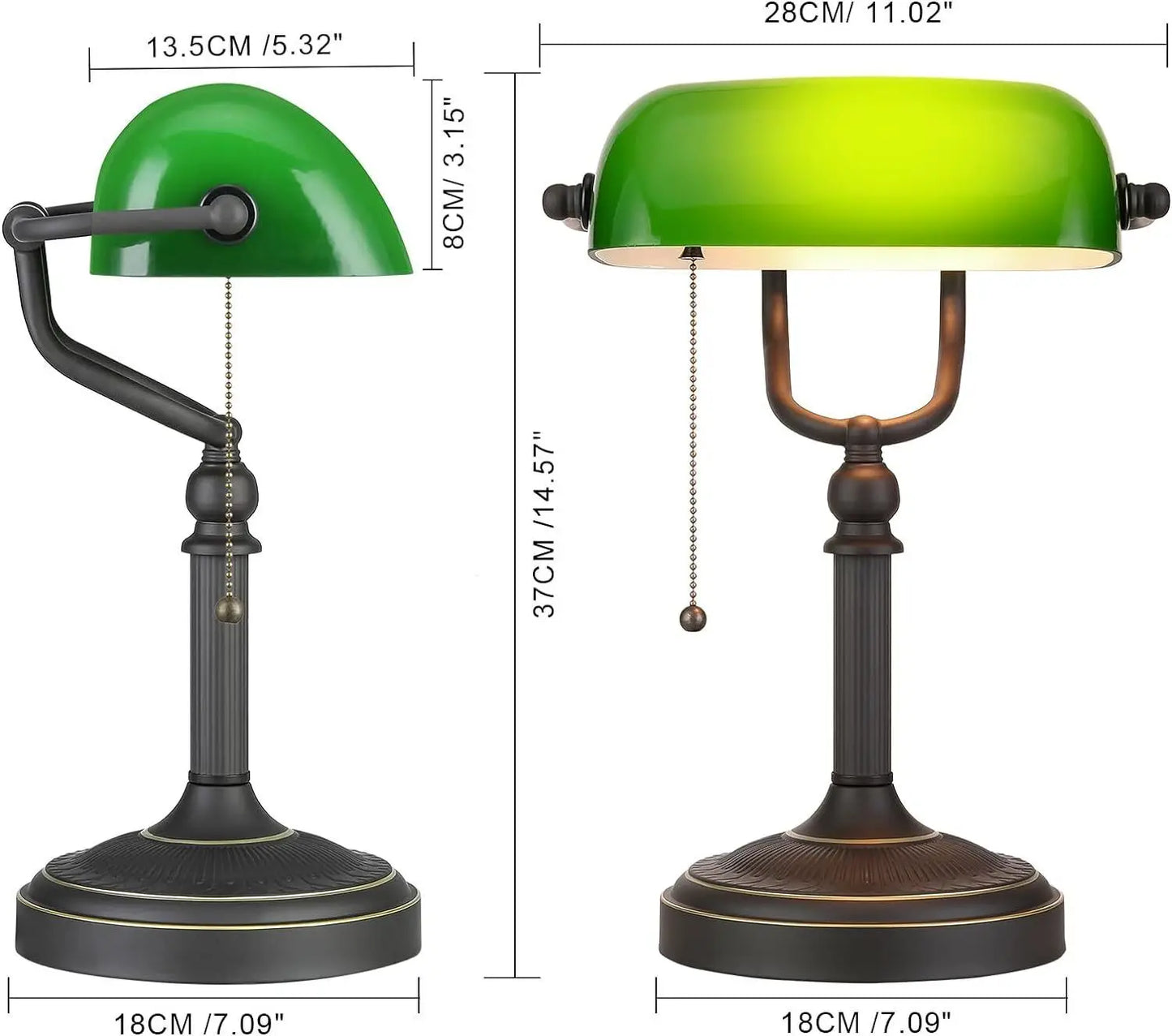 Glass Banker Desk Lamp With E27 E26 Socket Switches