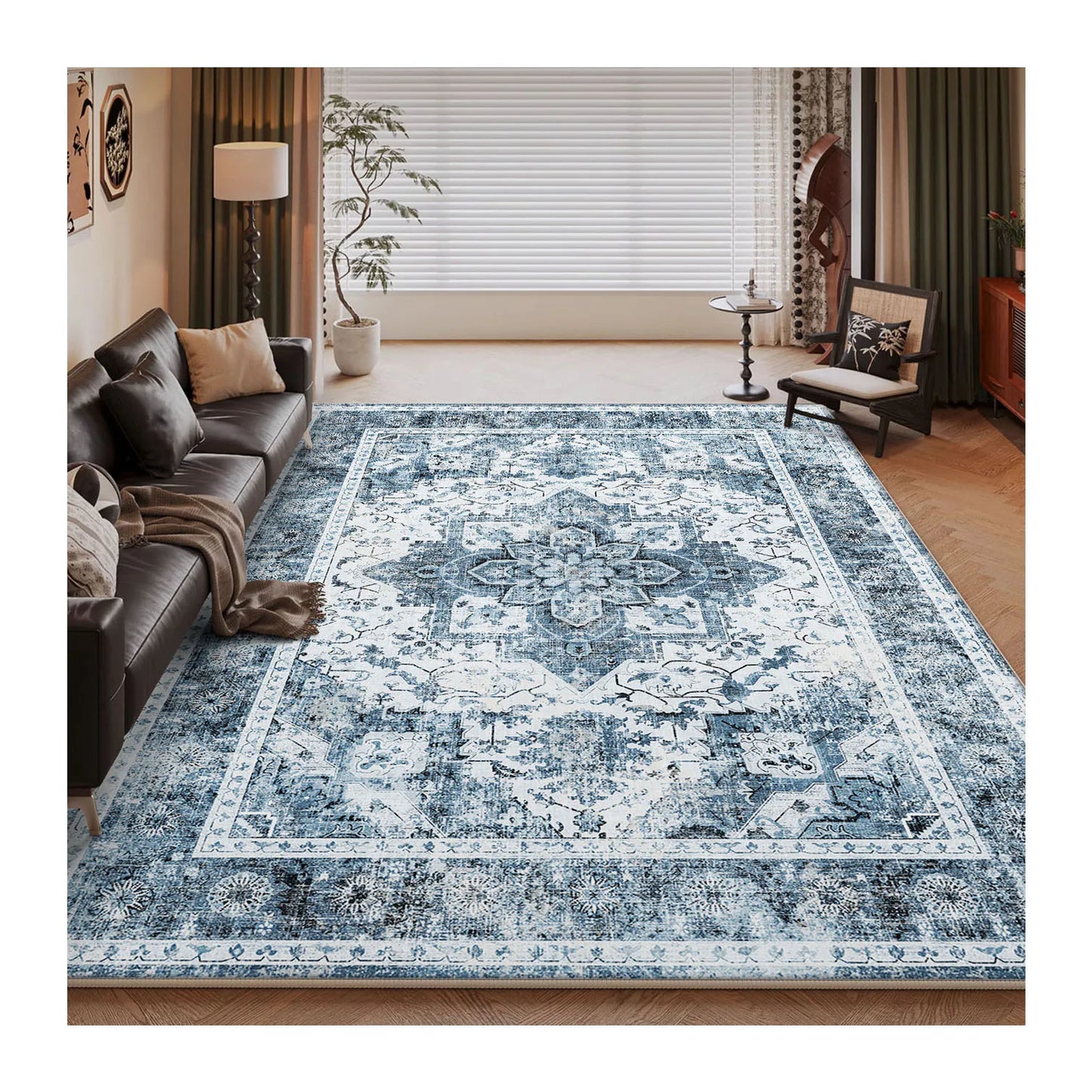 NONEDesign Vintage Persian Style Living Room Machine Washable Rug
