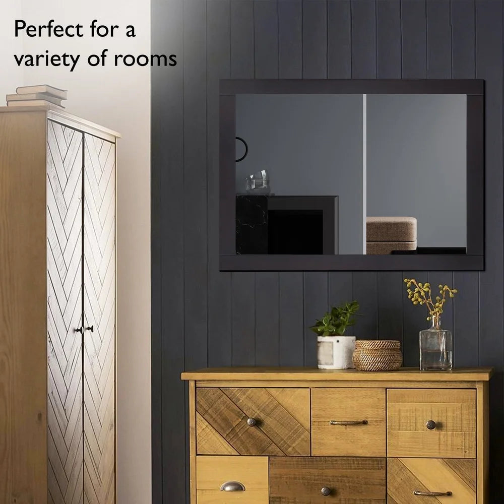 DUTRIEUX Rectangular Wall Accent Mirror Durable Wood Mounting Home Decor
