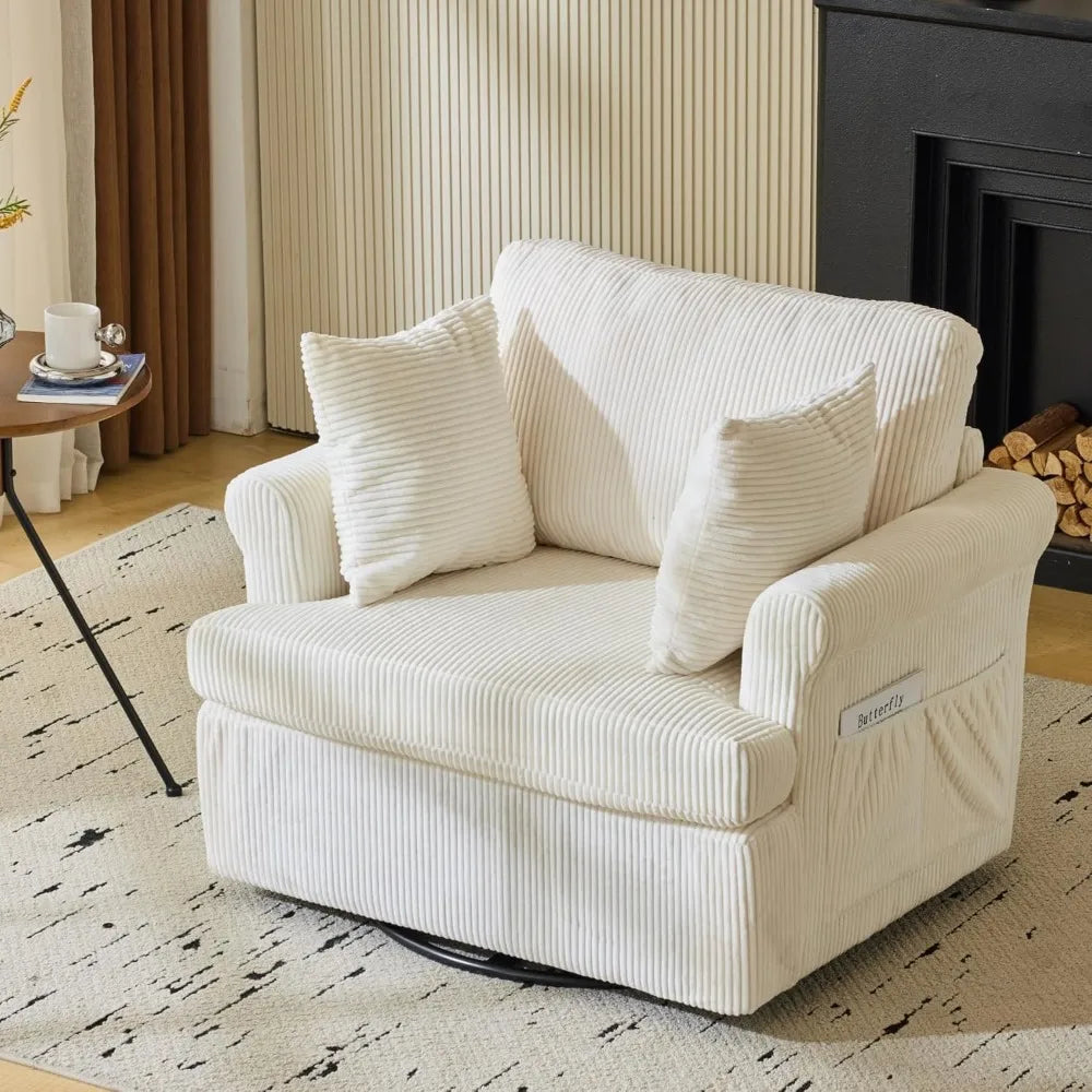 DAFIFY Oversized Swivel Barrel Accent Chair Upholstered Corduroy Armchair