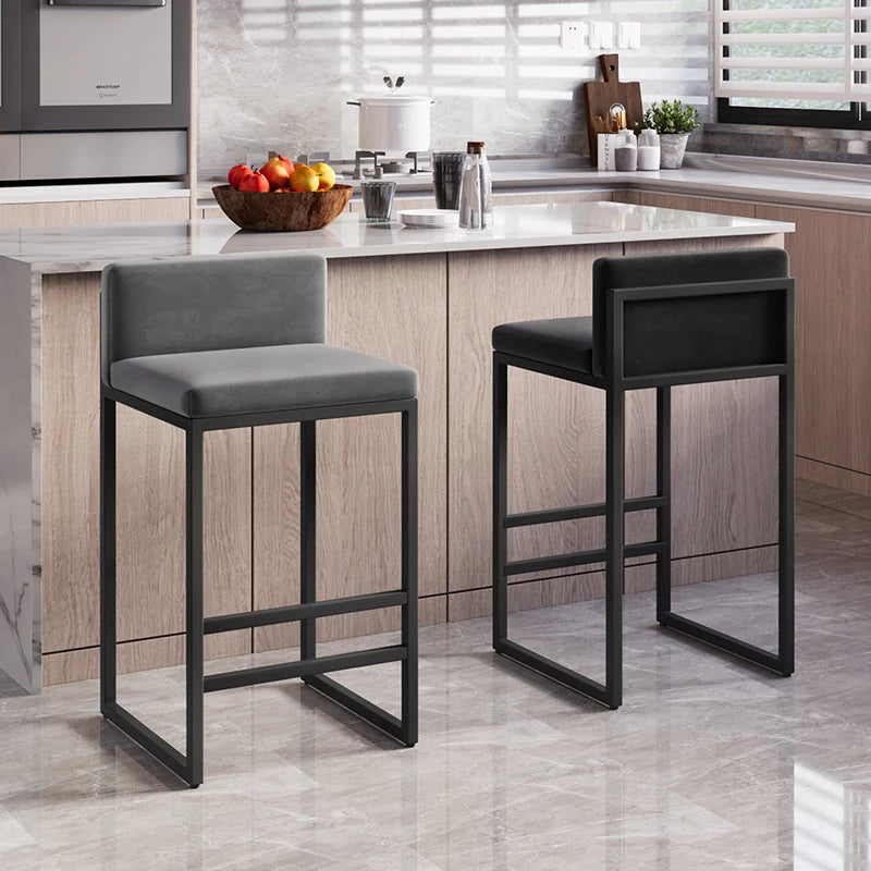 Modern Wrought Iron Counter Stool with Backrest