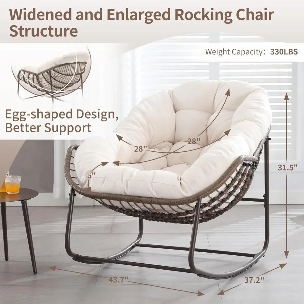 GUANGBAI Oversized Papasan Rocking Chair Padded Cushion