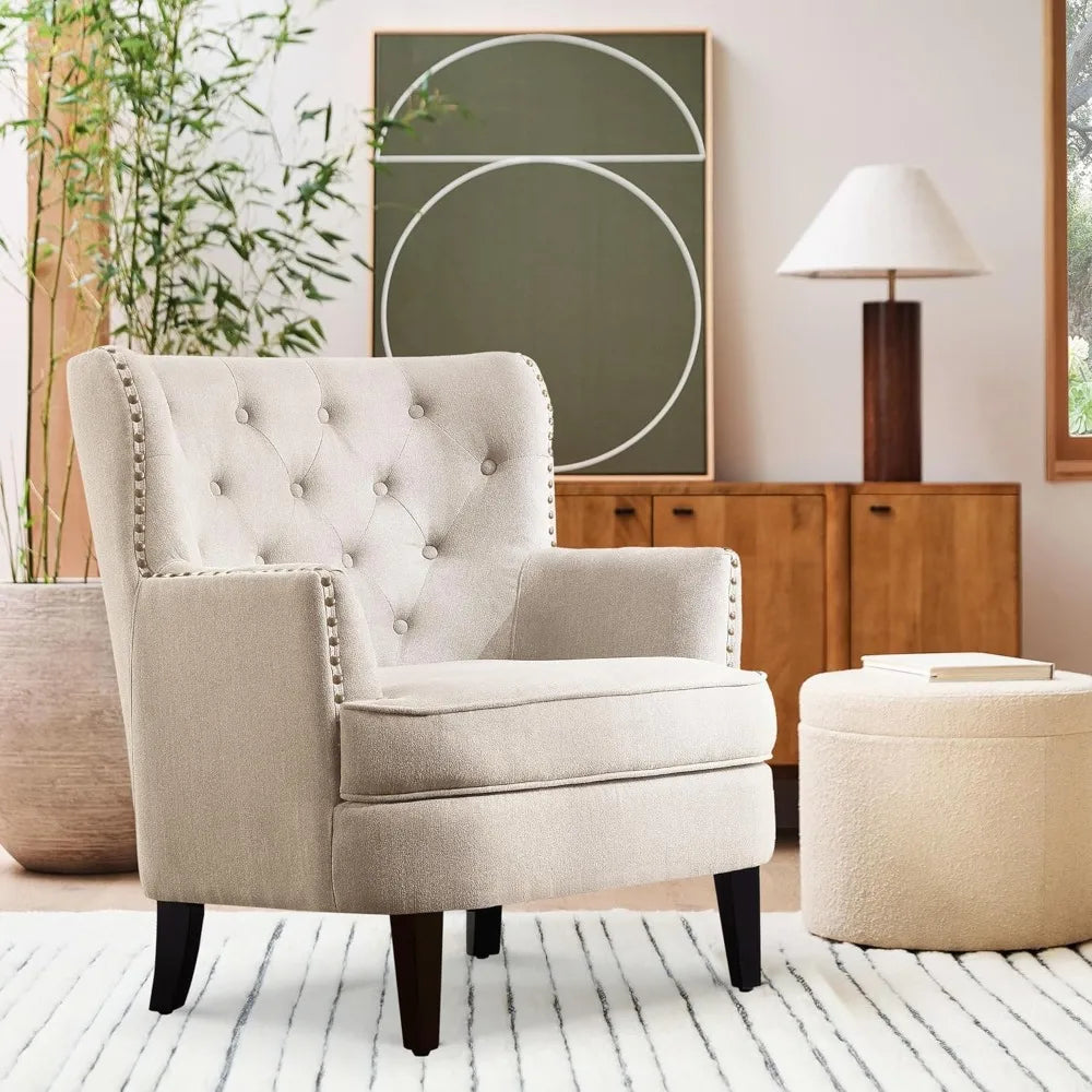 DAFIFY Harris Velvet Upholstered Club Chair Tufted Wingback