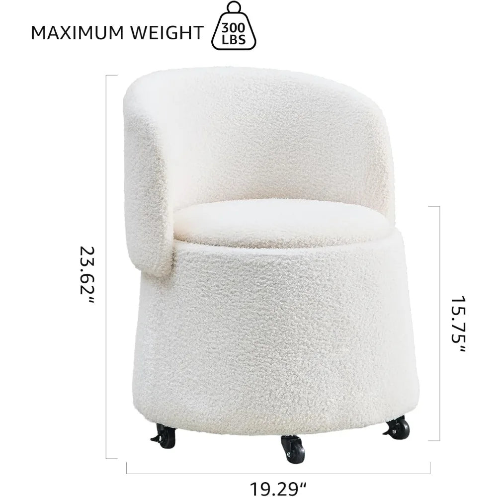 Angduo Velvet Storage Ottoman Vanity Stool With Wheels