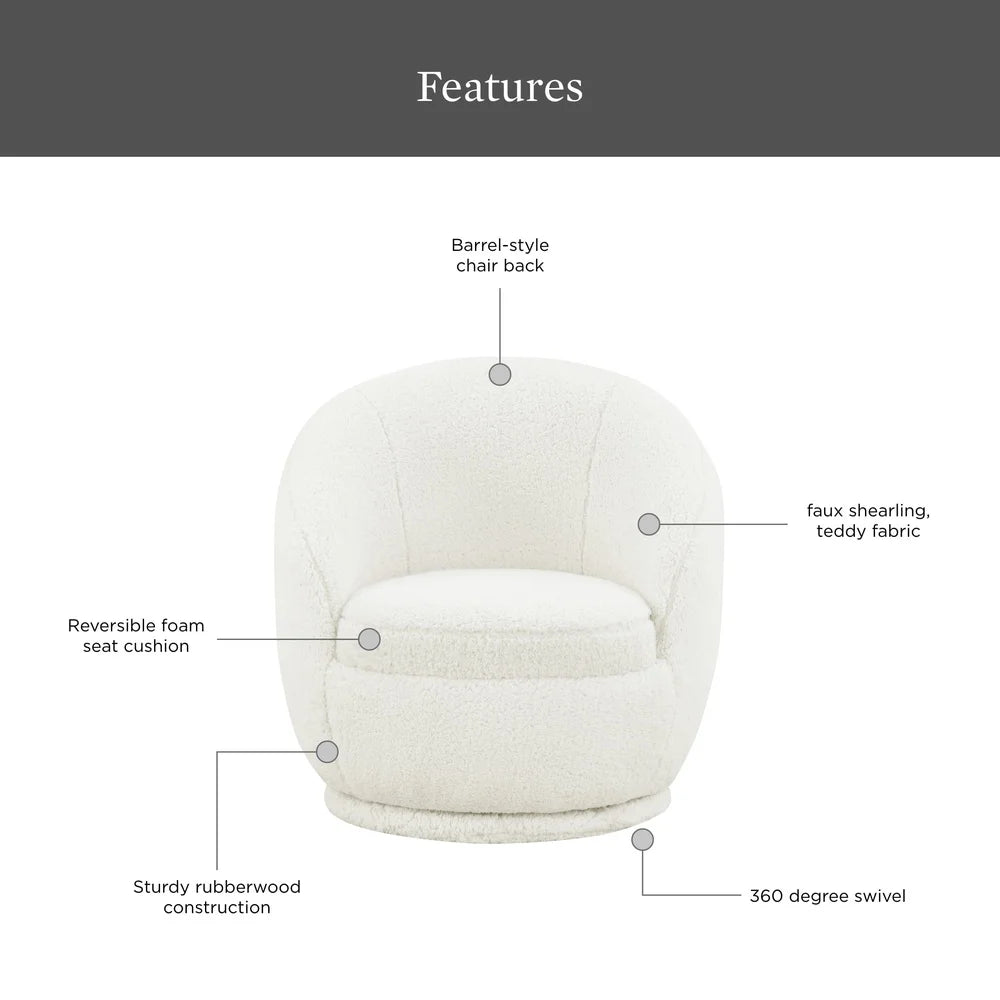 Neet Designs Emporium Mira Kids Swivel Chair Faux Shearling
