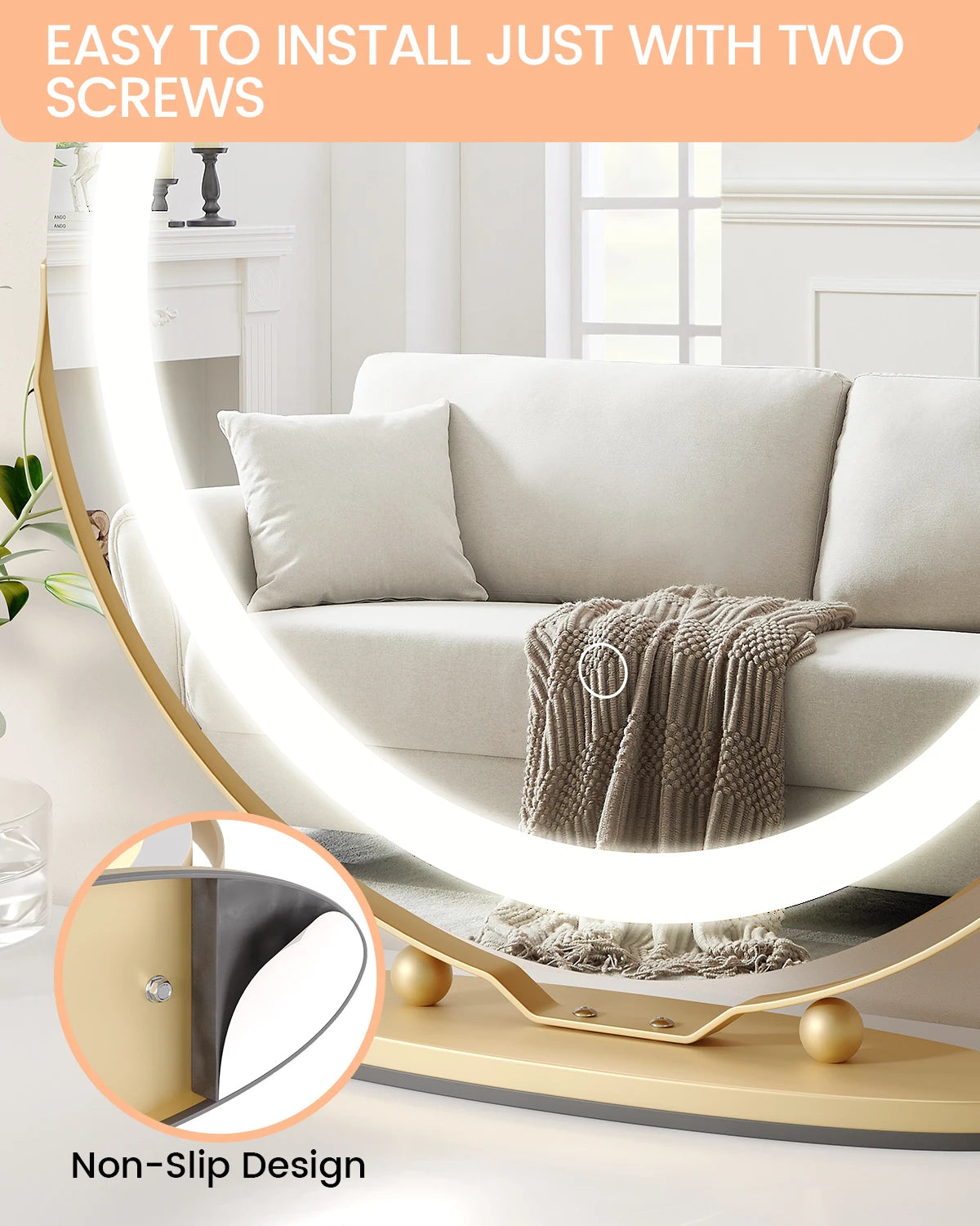 Hign Concerned Vanity Mirror With LED Lights Touch Control
