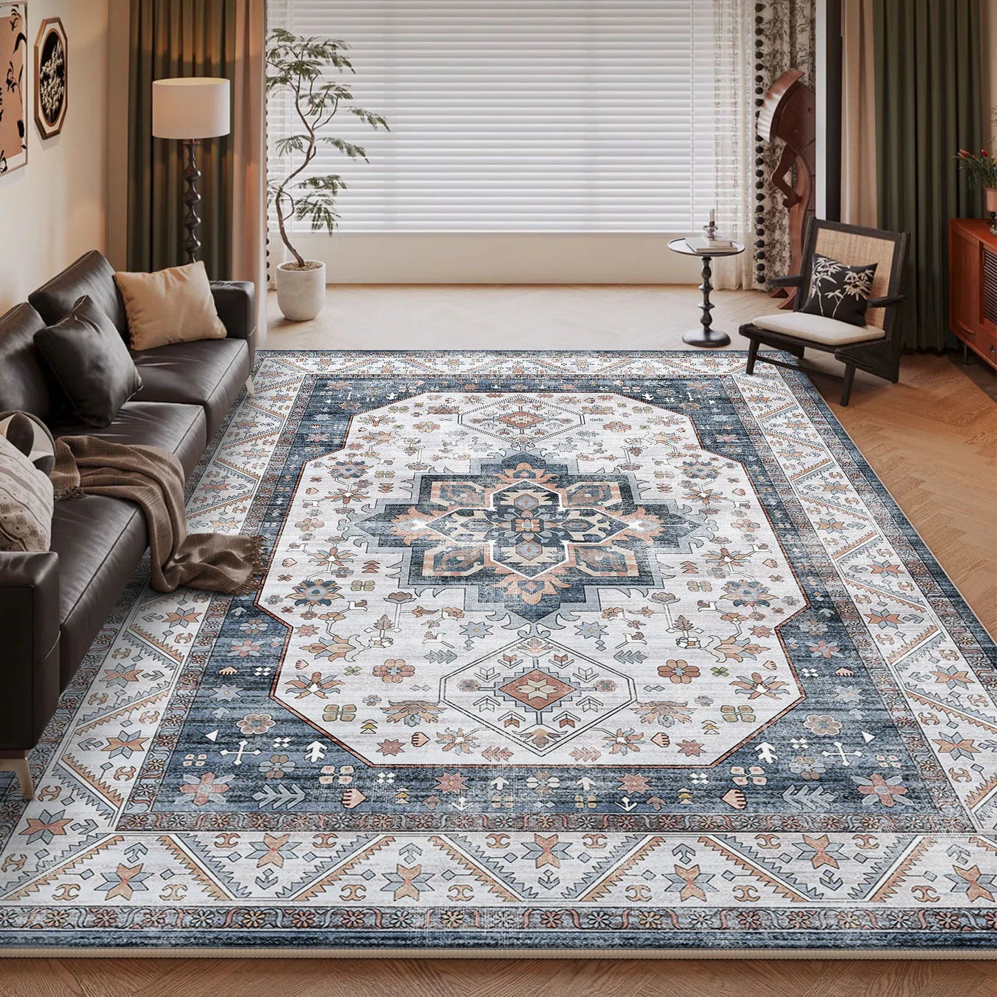 NONEDesign Vintage Persian Style Living Room Machine Washable Rug
