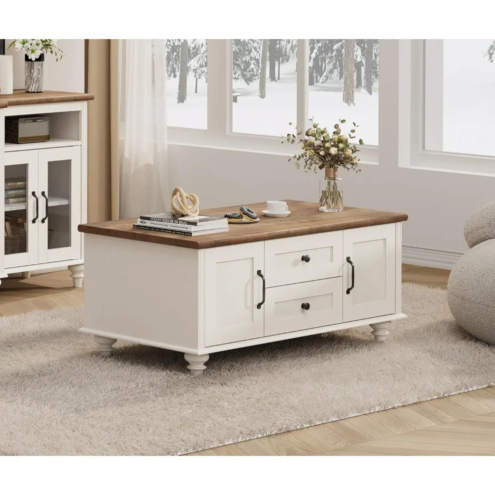 Modern Coffee Table With Storage Cabinet And Drawer