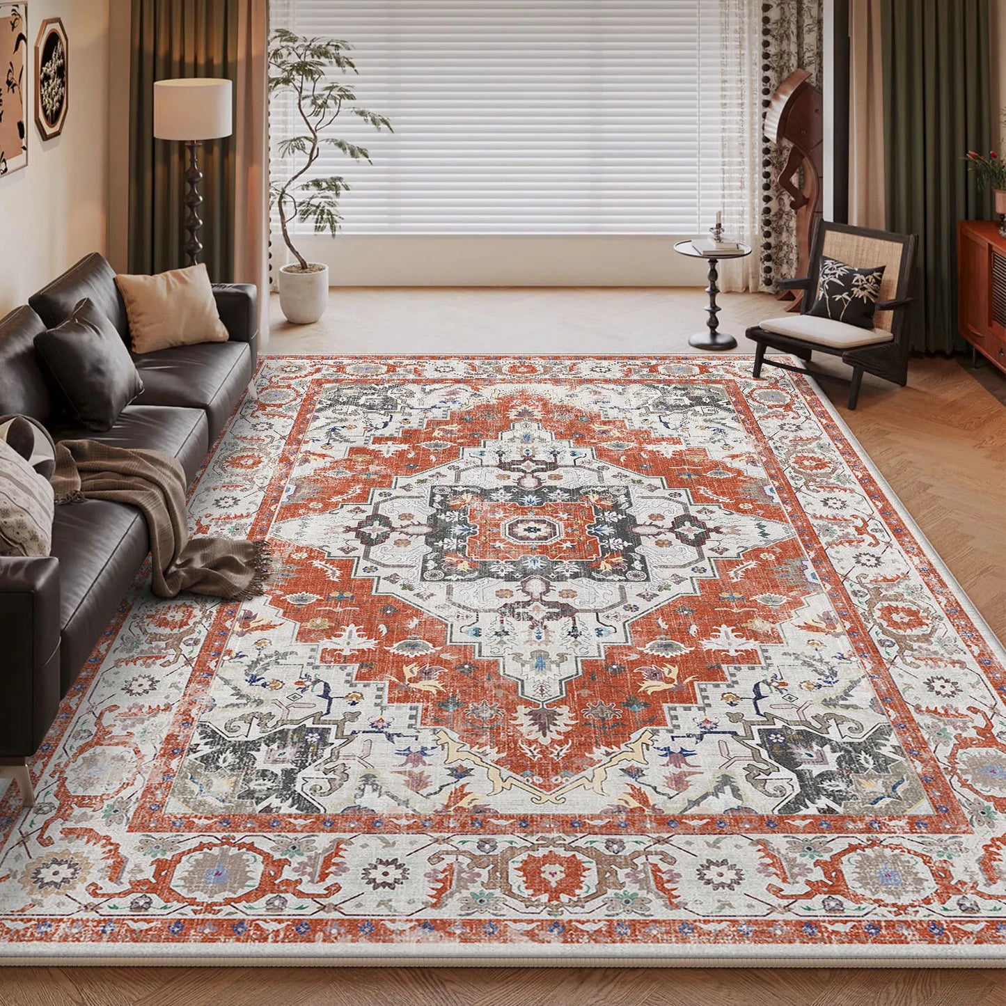 NONEDesign Vintage Persian Style Living Room Machine Washable Rug