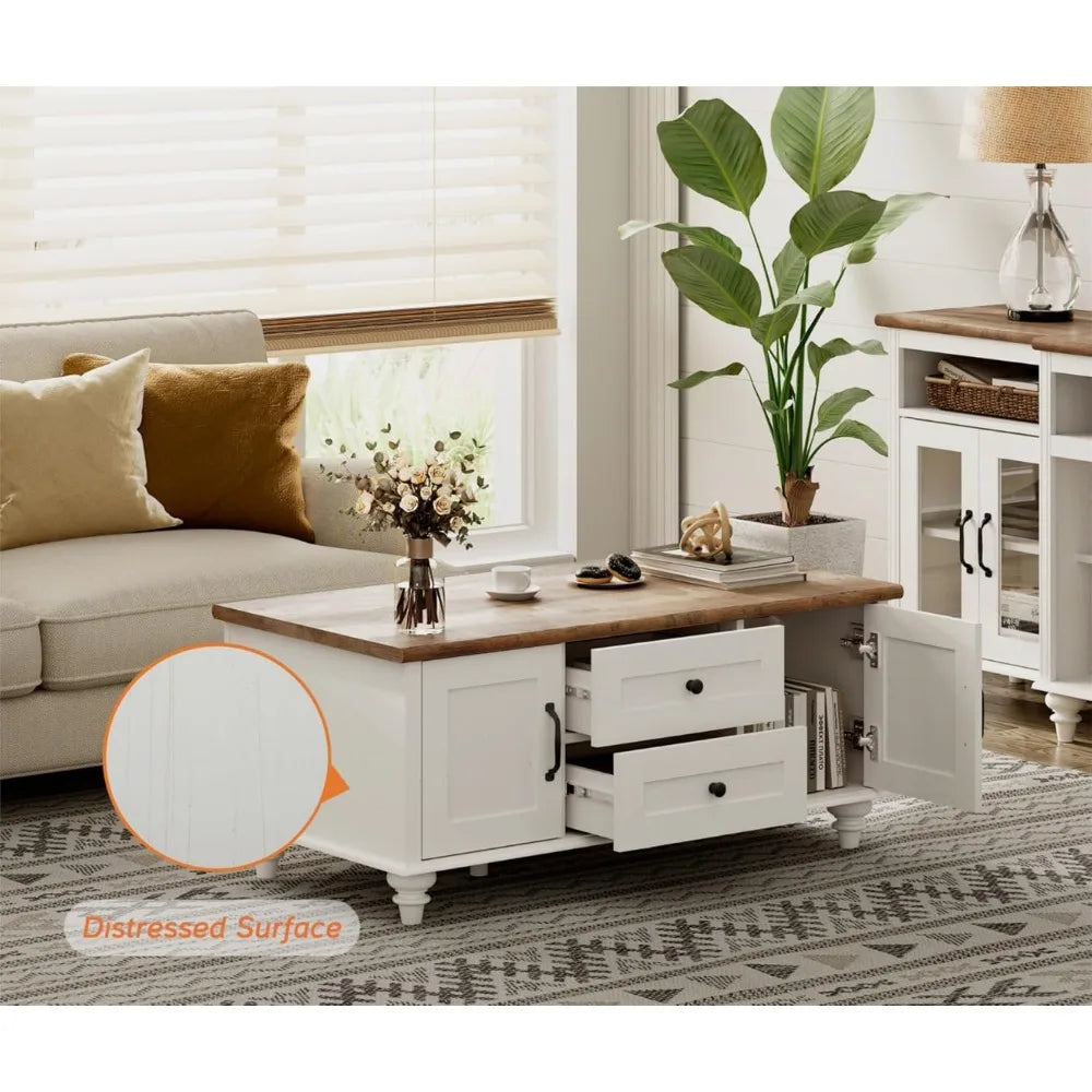 Modern Coffee Table With Storage Cabinet And Drawer