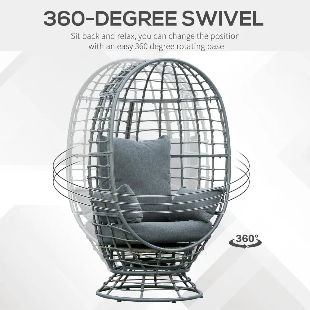DAFIFY Rotating Wicker Egg Chair Indoor Outdoor Boho Basket Seat