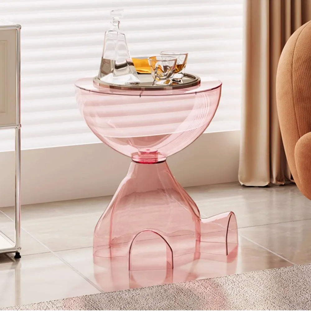 Transparent Round Coffee Table Modern Minimalist Plastic