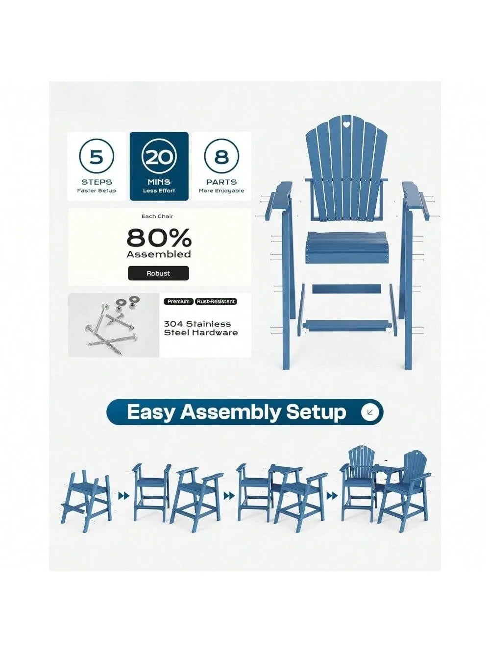 Adirondack Chairs Set Of 2 With Connecting Table Umbrella