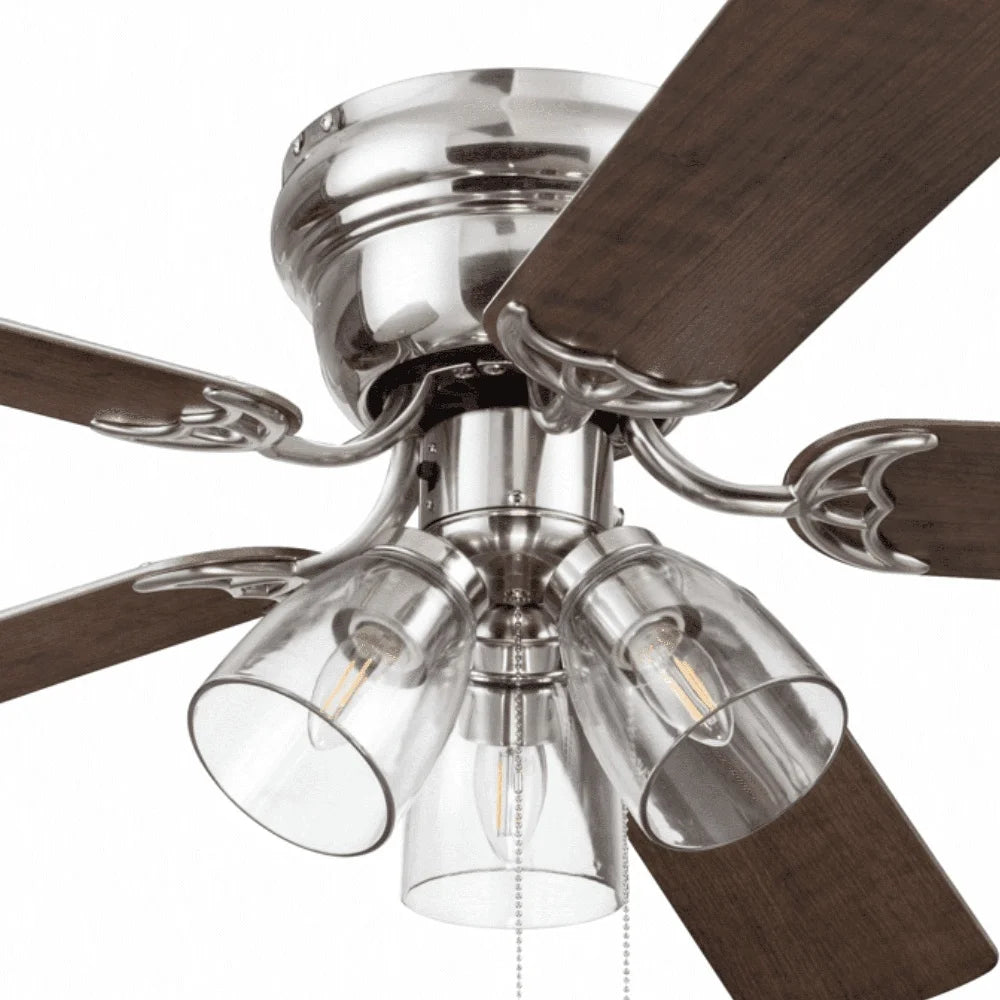 XMSJ Indoor Flush Mount Ceiling Fan With Light Kit Remote