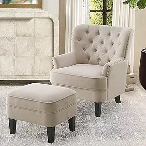 DAFIFY Harris Velvet Upholstered Club Chair Tufted Wingback