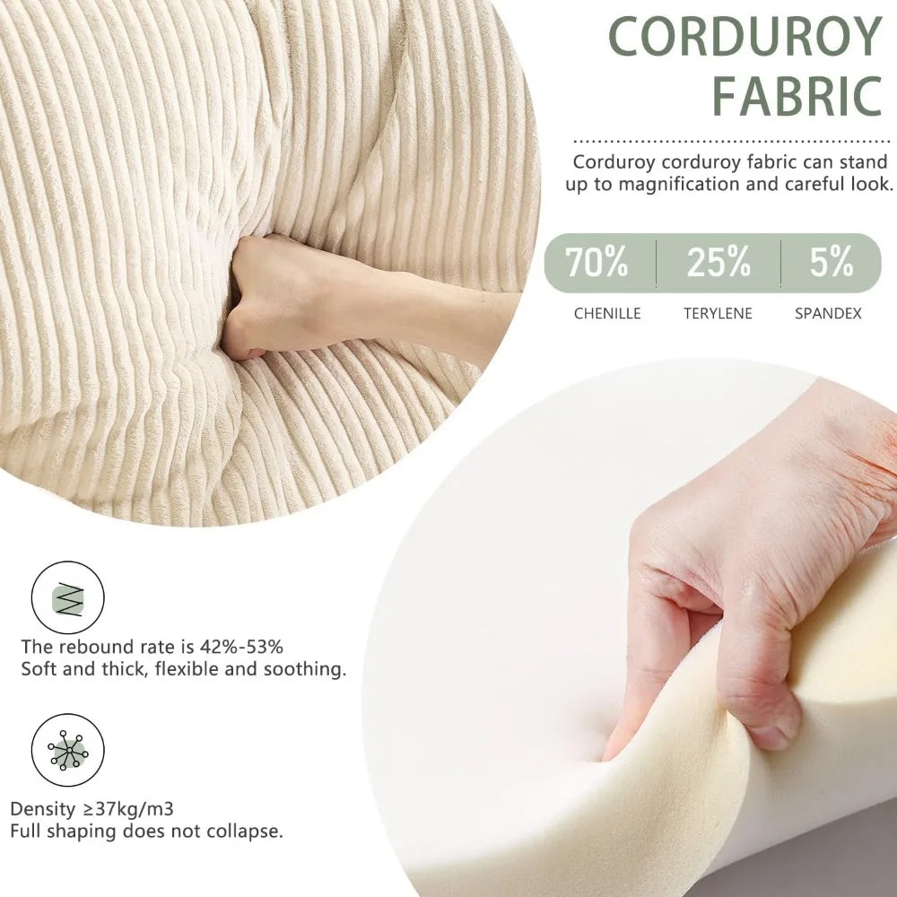 Corduroy Upholstered Accent Chair With Side Pocket
