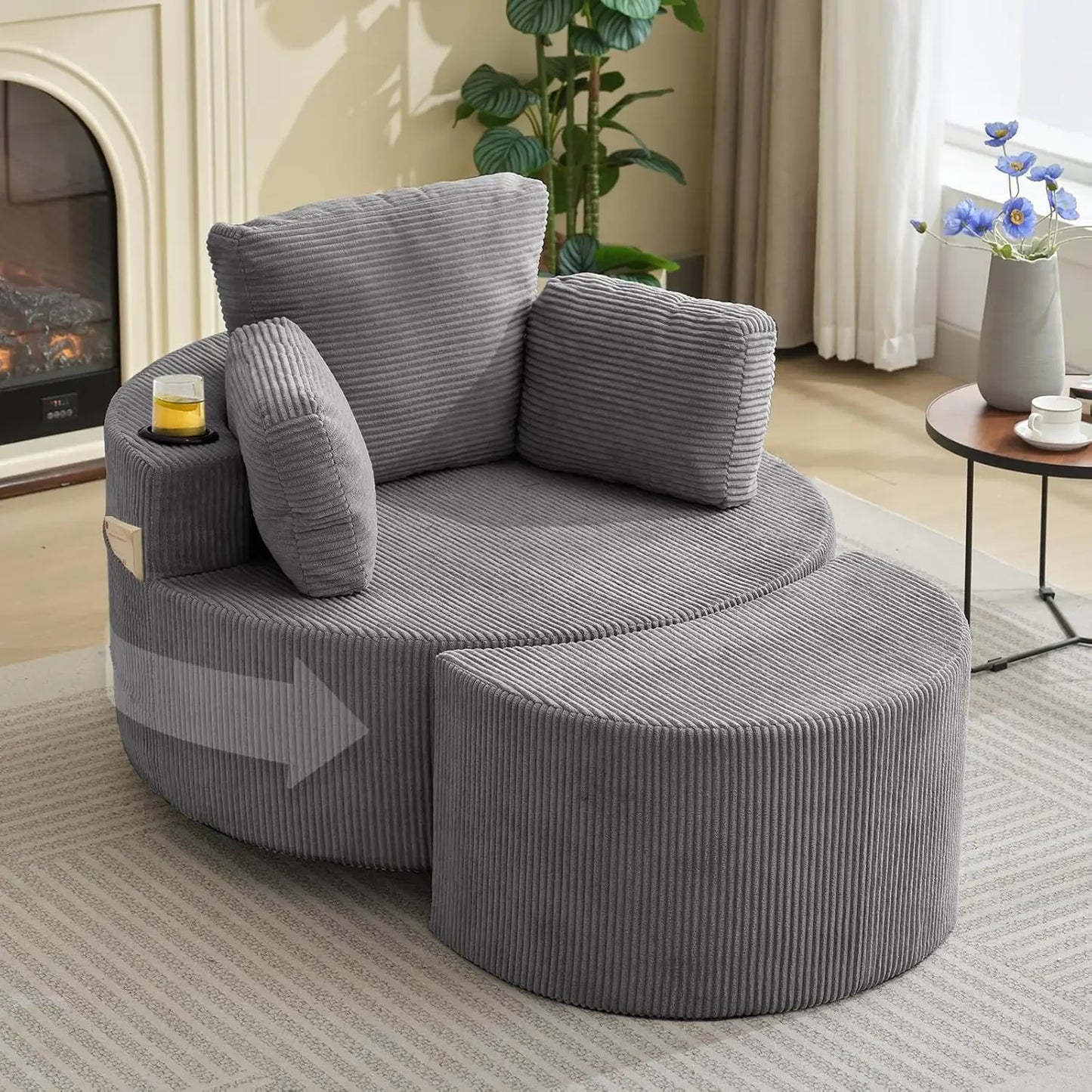 General Swivel Barrel Recliner Chair With Ottoman