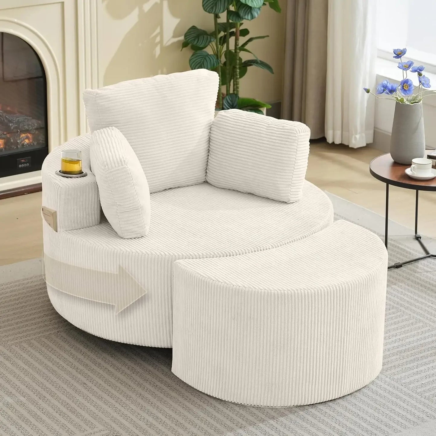 General Swivel Barrel Recliner Chair With Ottoman