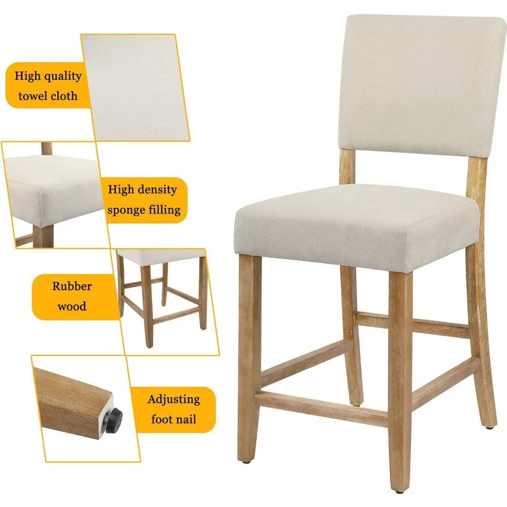 HUANZHUANG Counter Height Bar Stools Set of 4 Upholstered