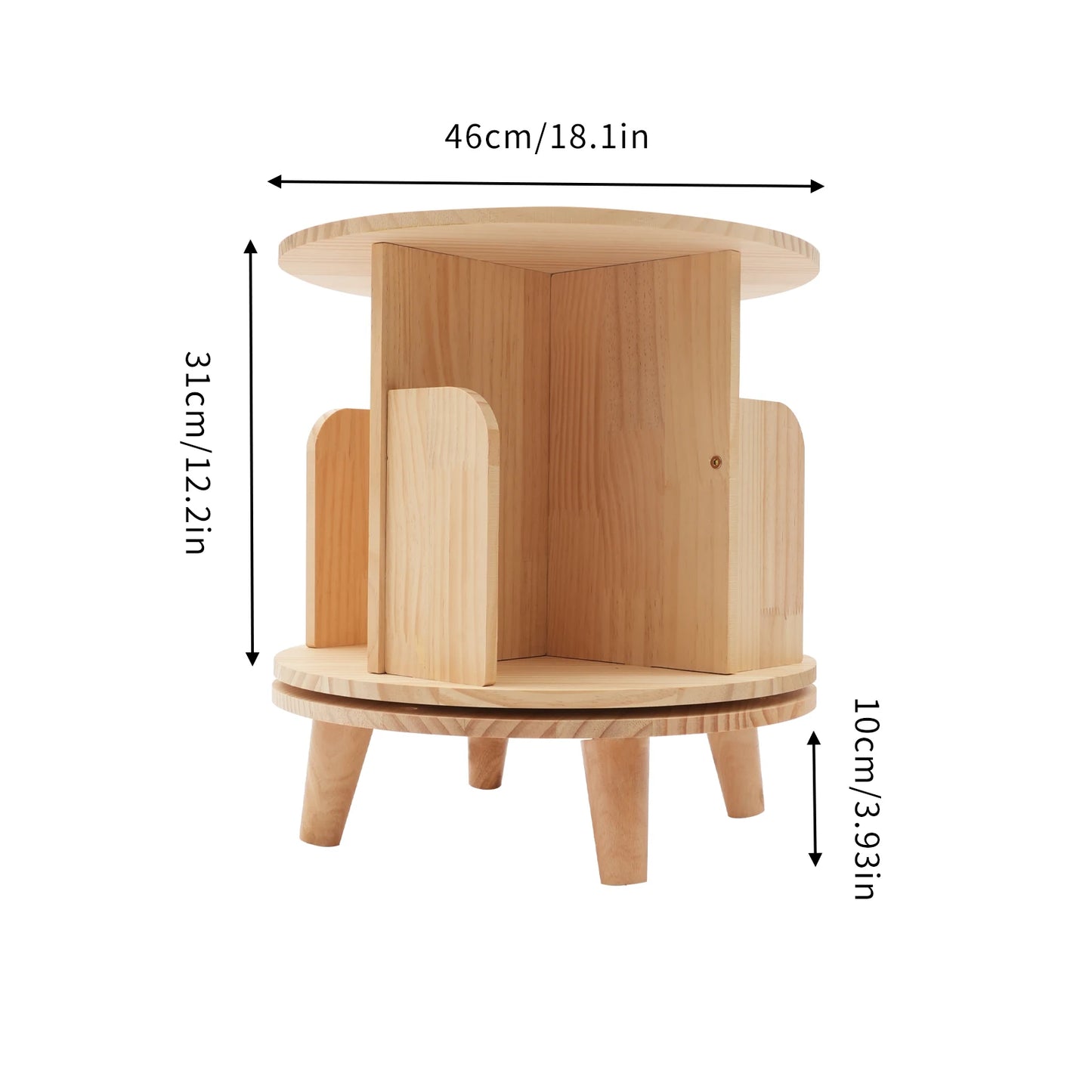Finishes Rotatable Wooden Bookcase 1 To 6 Tiers Floor Stand