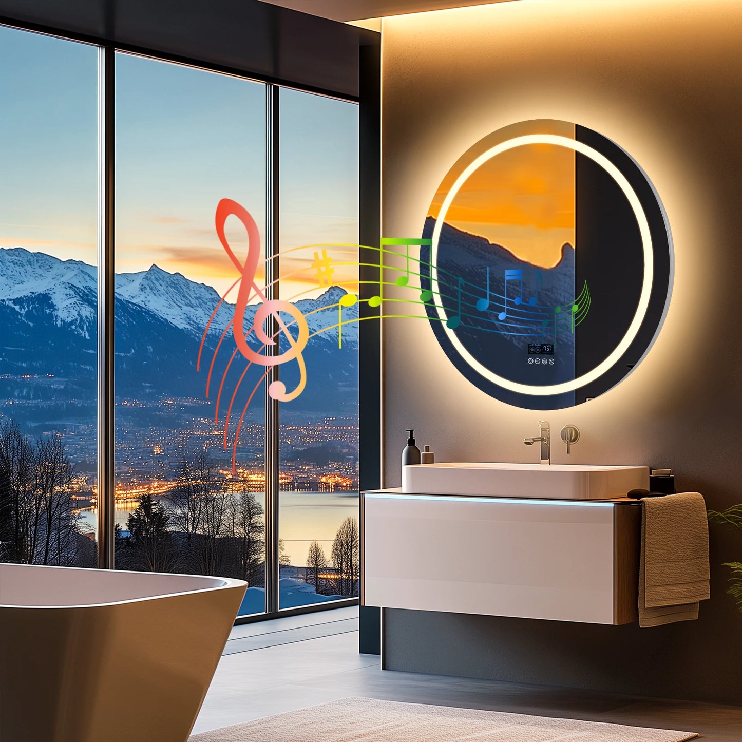 Wisfor Led Bathroom Mirror With Lights Bluetooth Speaker