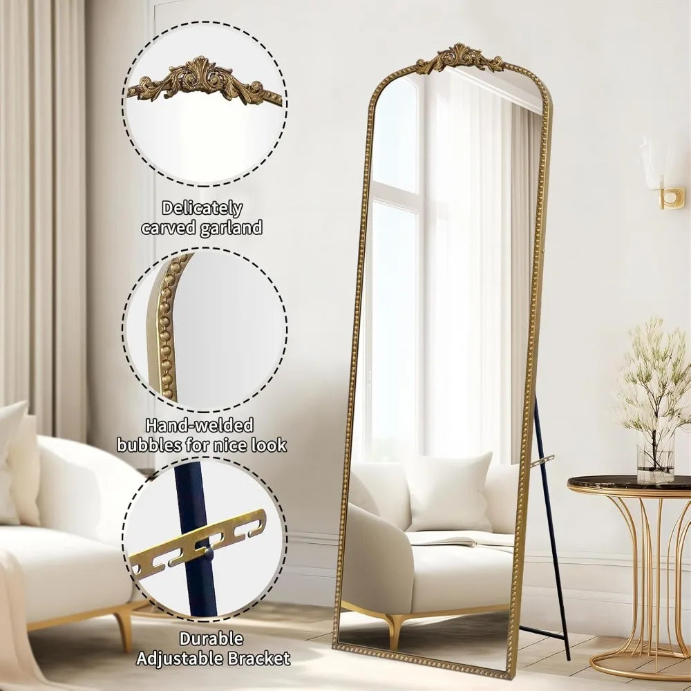 MKDKH Tempered Full Body Floor Mirror Free Standing Wall Mounted