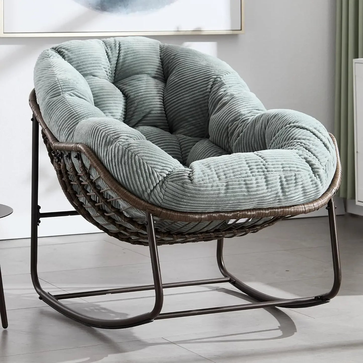 GUANGBAI Oversized Papasan Rocking Chair Padded Cushion
