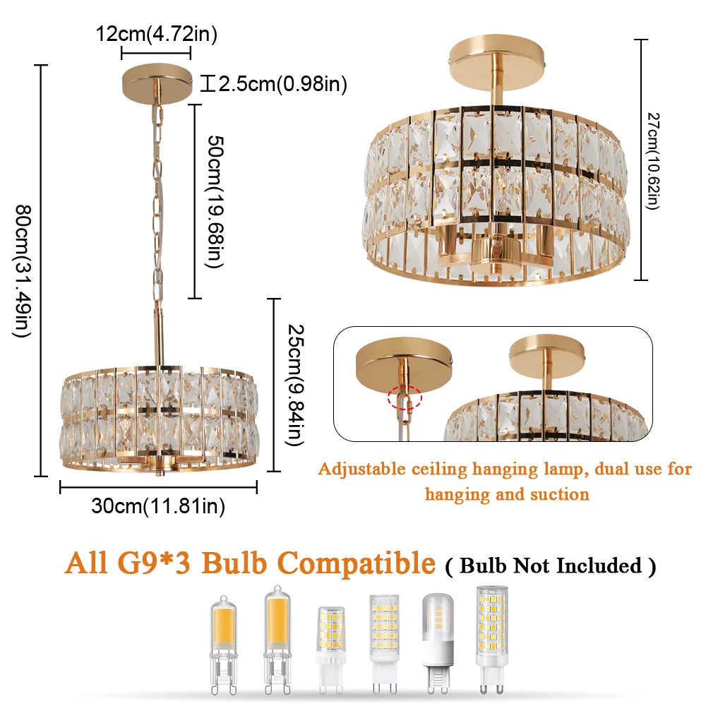 Vetrulus Crystal Pendant Light Chandelier Modern Lamp