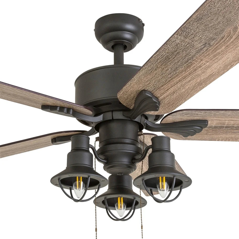XMSJ Indoor Ceiling Fan with LED Lantern and Remote Control