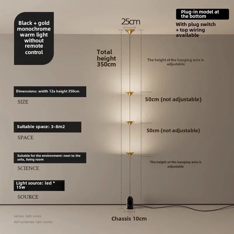 CCC 3 Heads Minimalist Floor Lamp for Living Room Hallway