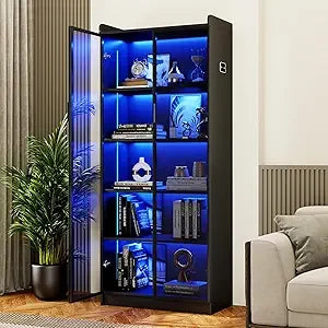 Display Cabinet With Adjustable Shelves And LED Lighting