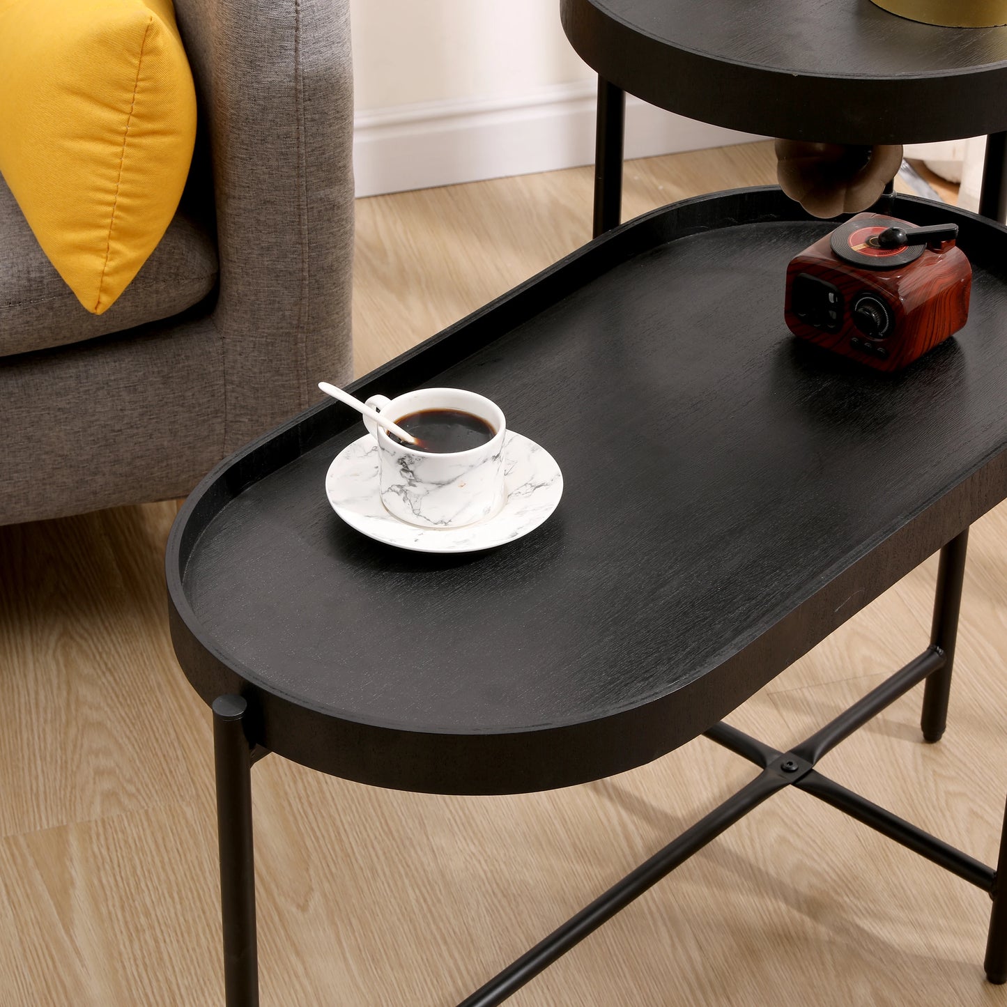 General Use 2 Tier Side Table With Storage Living Room