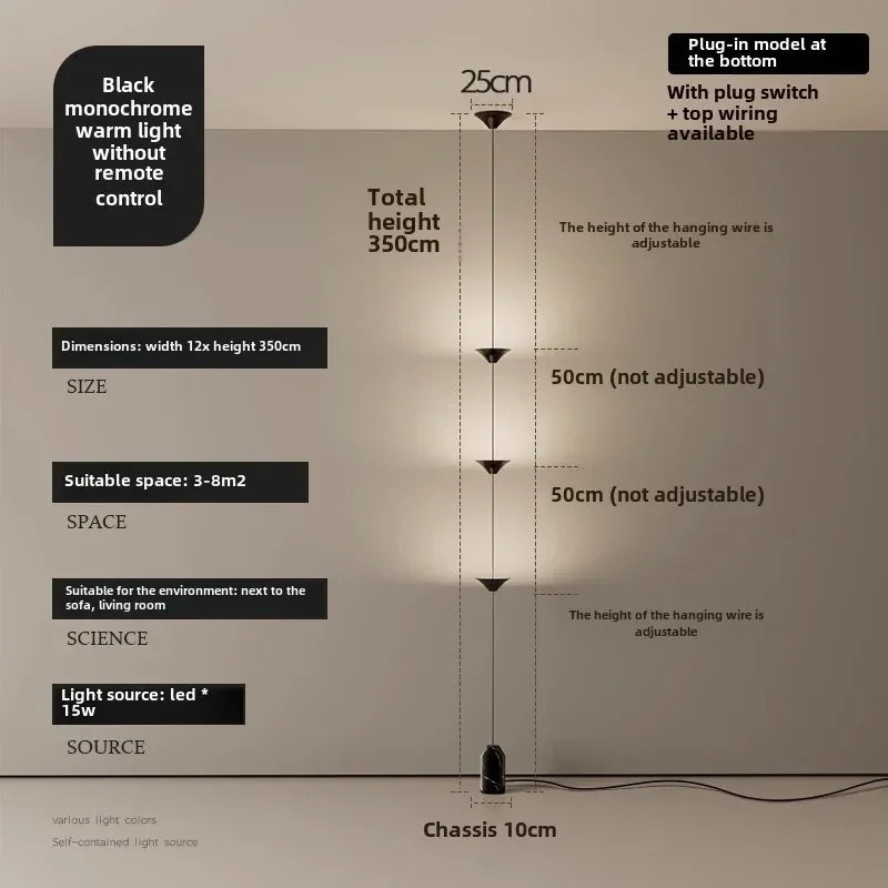 CCC 3 Heads Minimalist Floor Lamp for Living Room Hallway