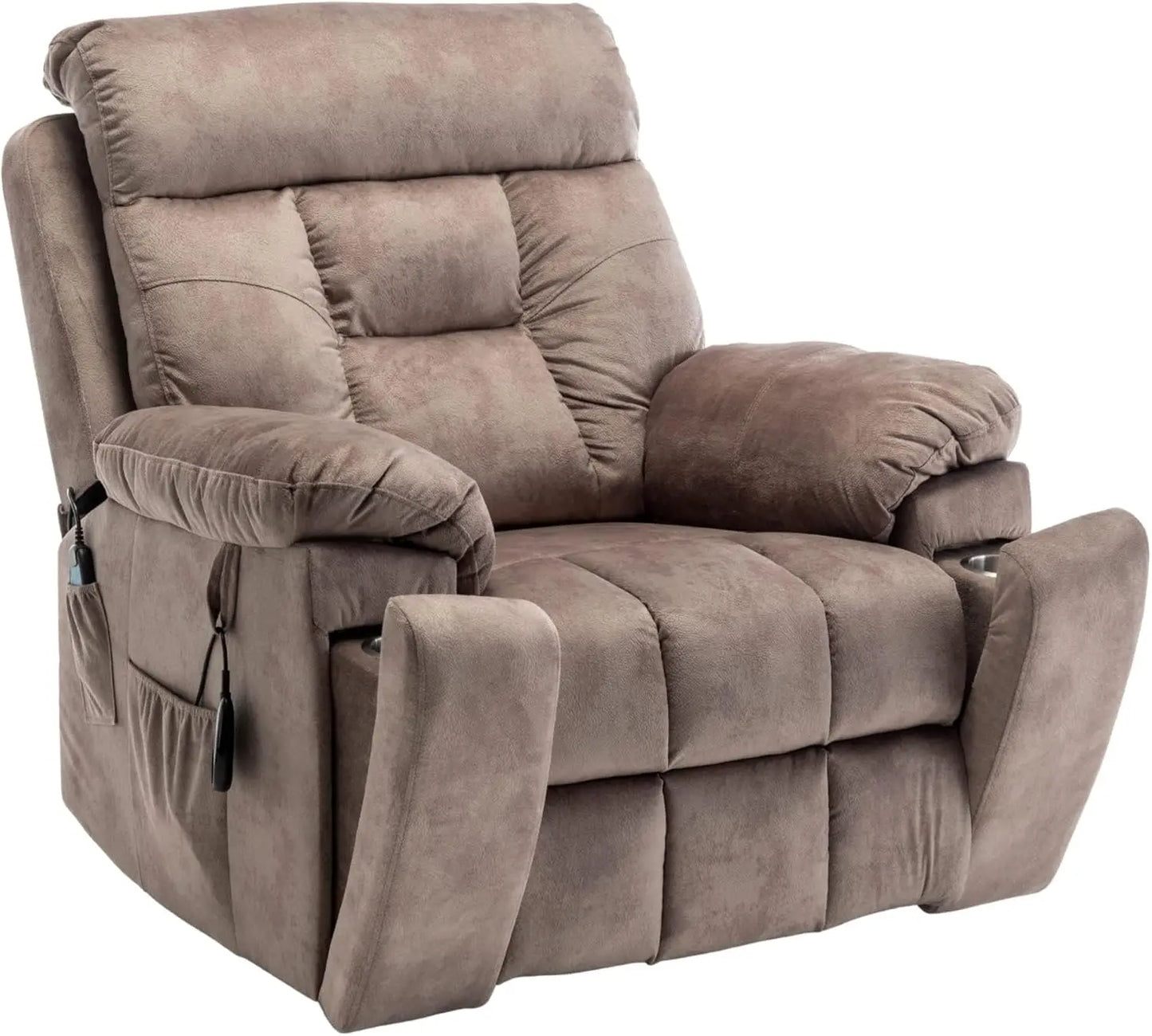 Oversized Power Lift Recliner With Heat Massage Cupholders